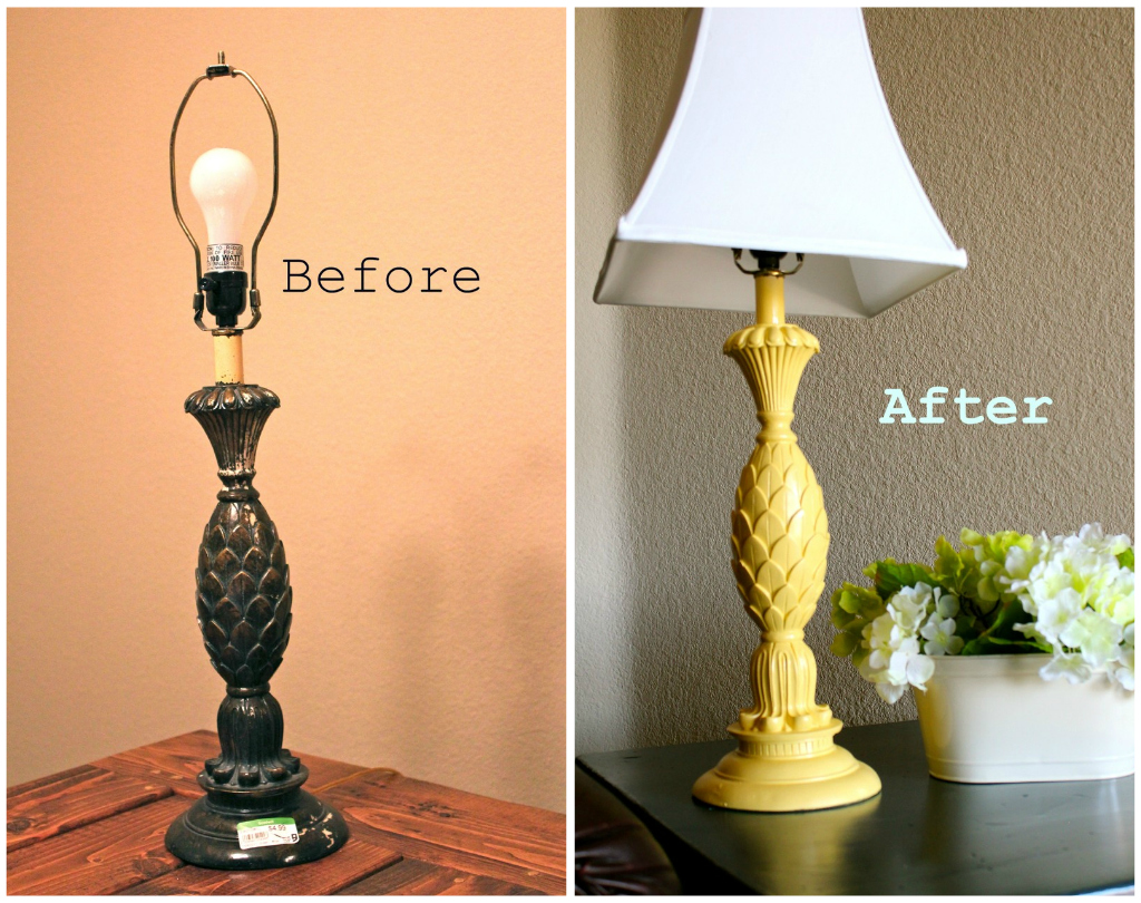 Remodelaholic Yellow SprayPainted Lamp Makover