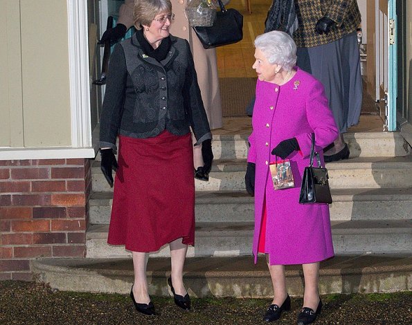 Queen Elizabeth attends Women's Institute meeting at West Newton Village Hall in King's Lynn