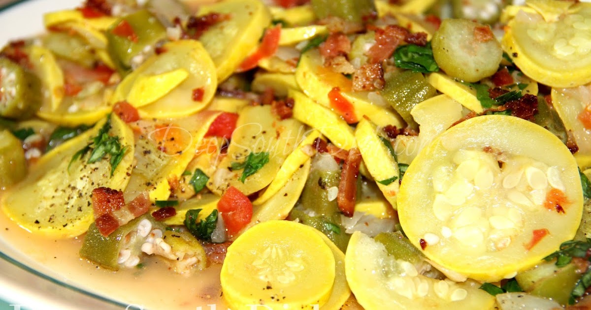 Deep South Dish Summer Veggie Skillet Squash and Okra with Onion and