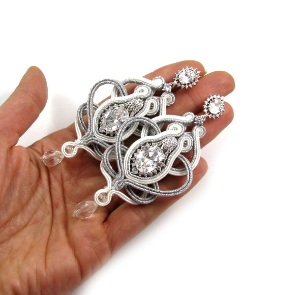 BIŻUTERIA ŚLUBNA PiLLow Design Ażurowe kolczyki ślubne sutasz z