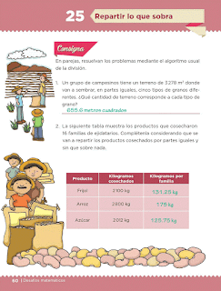 Respuestas Apoyo Primaria Desafíos Matemáticos 5to. Grado Bloque II Lección 25 Repartir lo que sobra