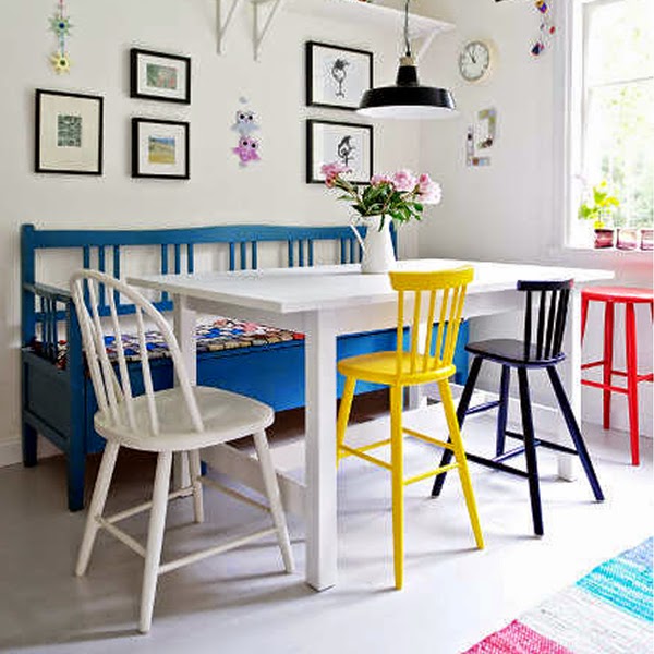 cadeiras coloridas, combinar cores, reciclagem