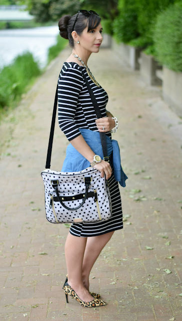 Striped Dress Work outfit with Chambray