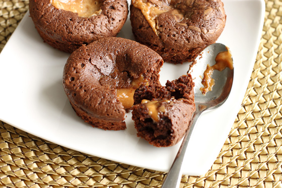 Molten Peanut Butter Caramel Brownie Cakes Molten Peanut Butter Caramel Brownie Cakes