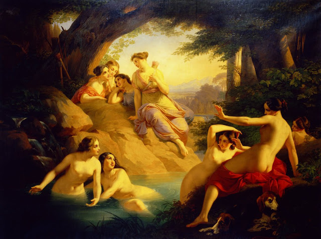 Detail of Diana Artemis and her nymphs bathing by Emil Jacobs Detail of Diana Artemis and her nymphs bathing by Emil Jacobs