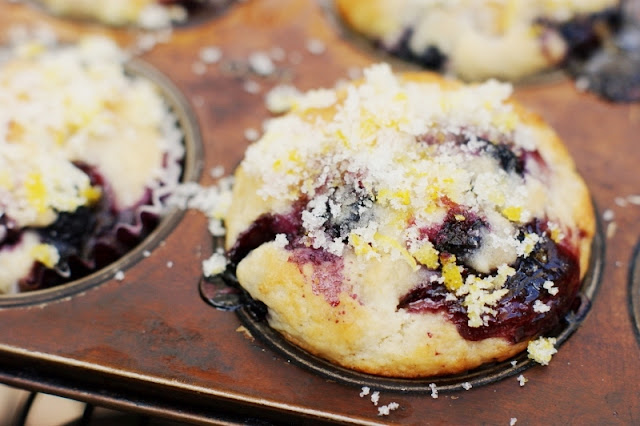 Double Blueberry Muffins with Citrus-Sugar ~ the combination of fresh blueberries, blueberry preserves, and a sprinkling of citrus-sugar make these muffins extra delicious!