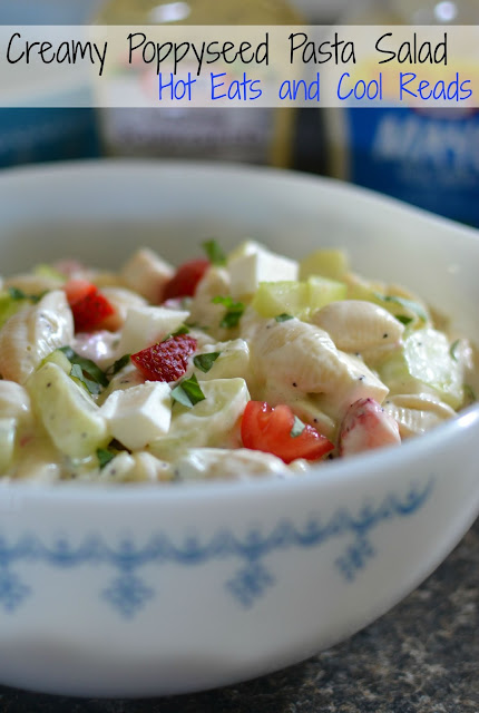 This delicious pasta salad is loaded with cucumbers, strawberries, tomatoes and fresh mozzarella! Perfect for any summertime meal, especially when grilling! Creamy Poppyseed Pasta Salad from Hot Eats and Cool Reads