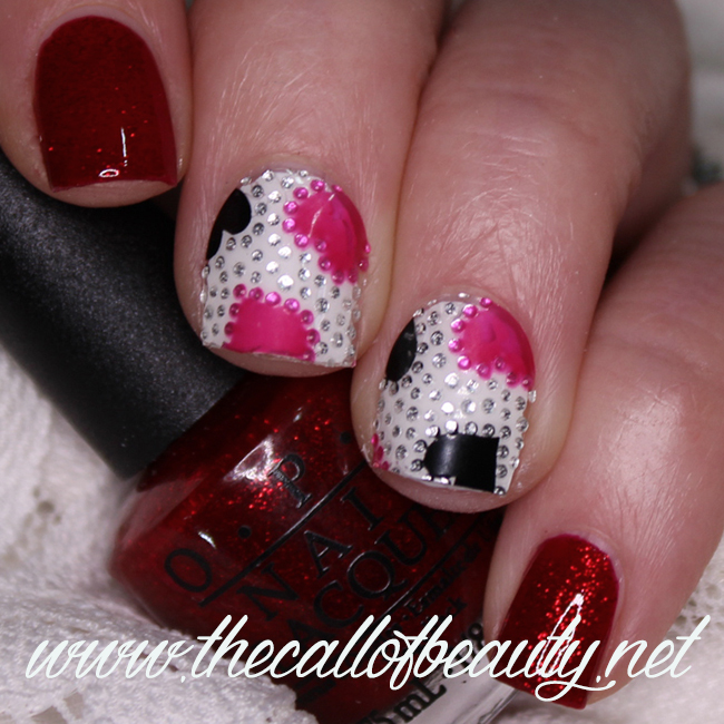 Nail Art: Red and Pink Hearts