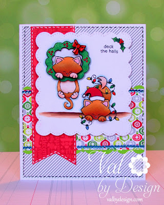Holiday kitty card by Valerie Ward using Newton's Holiday Mischief stamp set