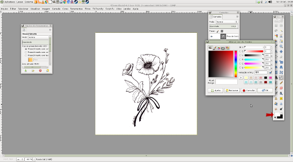 Como criar estampas a partir de desenhos usando o GIMP. Parte 2 - Limpando a Imagem e definindo o tamanho Rapport