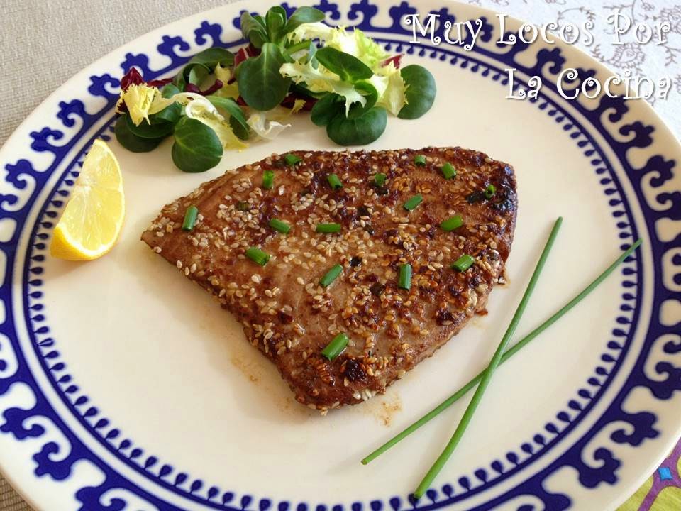 atun marinado con soja y naranja