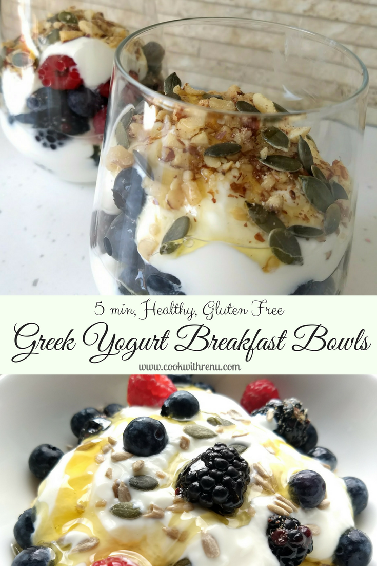 5 min Healthy Greek Yogurt Breakfast Bowls Cook With Renu