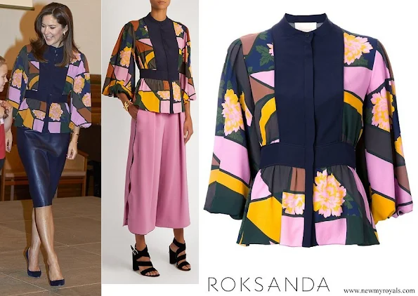 Crown Princess Mary wore Roksanda Ilincic Floral print Silk chiffon Blouse