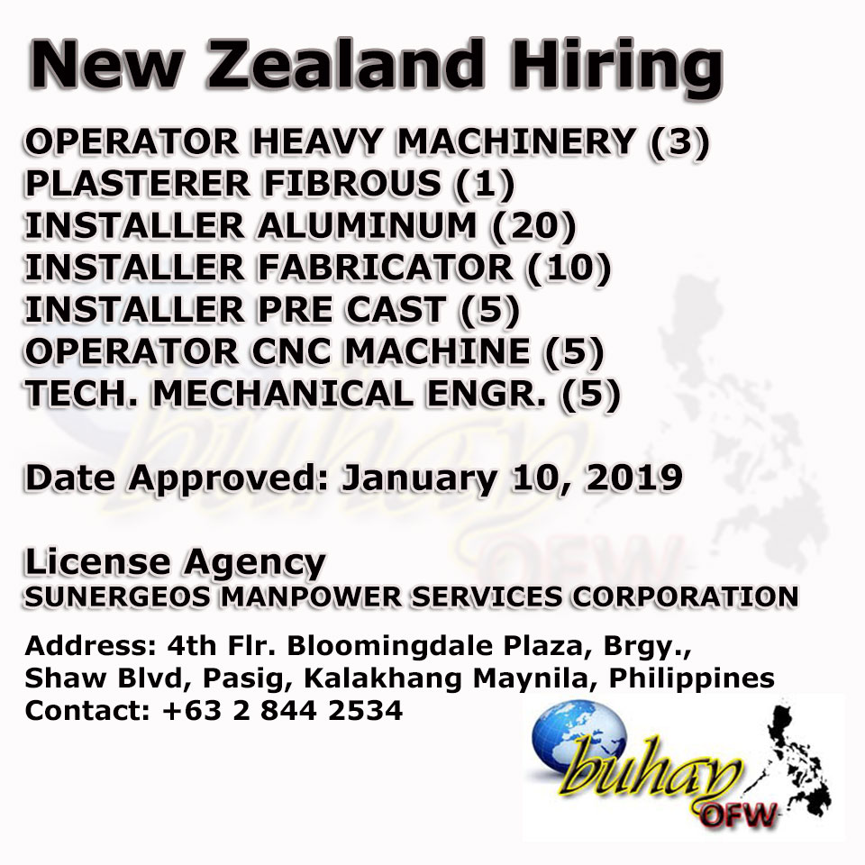 Buhayofw New Zealand Job Order Poea