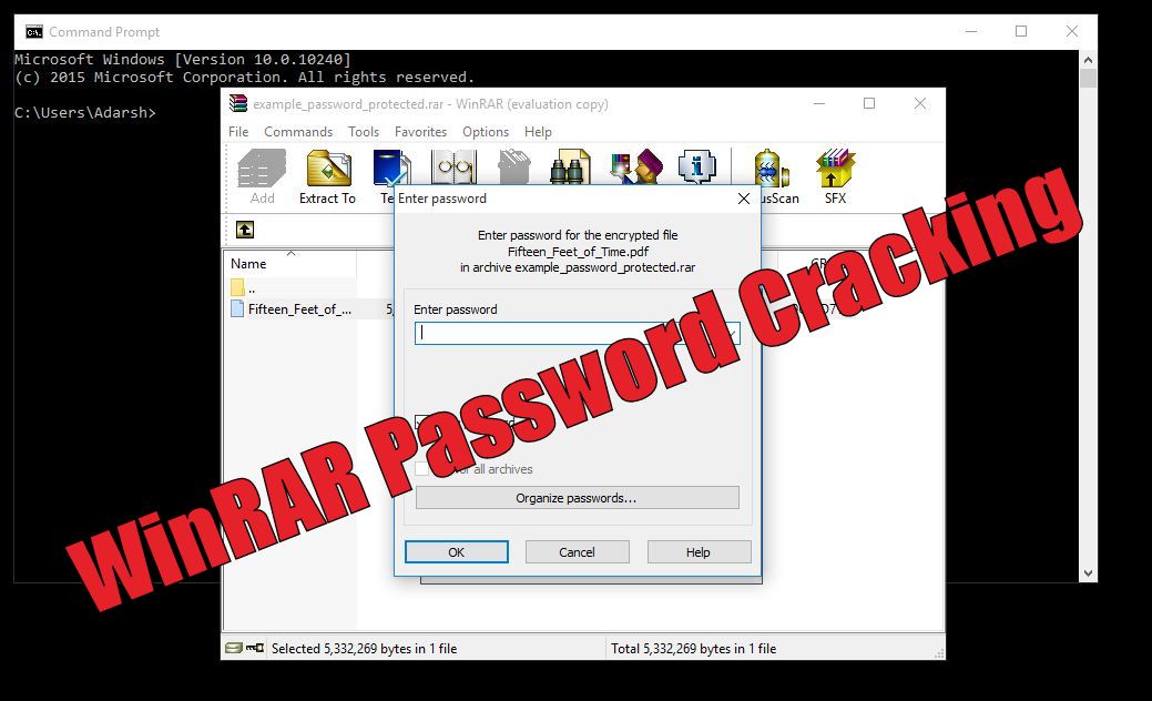 how to crack zip file password using cmd
