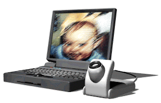 Animation of a baby's face on a laptop