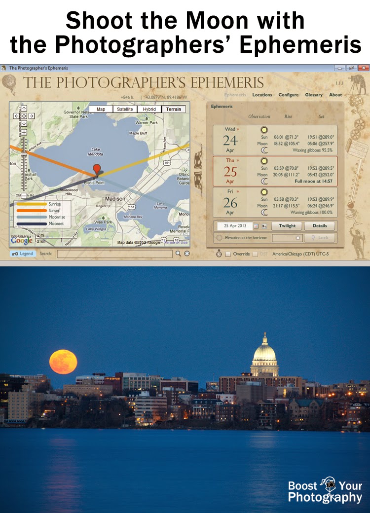 Shoot the Moon with the Photographer's Ephemeris | Boost Your Photography