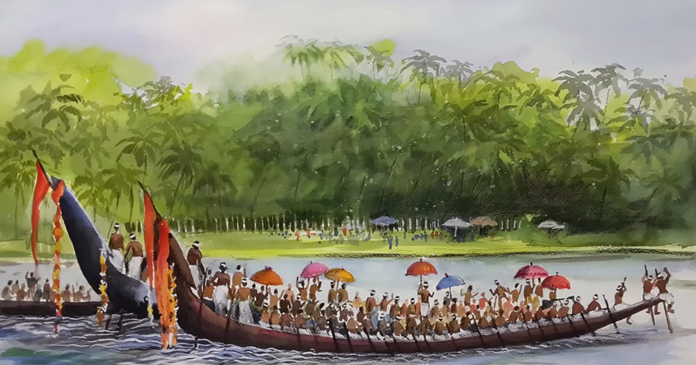 My beautiful world of paintings and students Boat Race in Kerala
