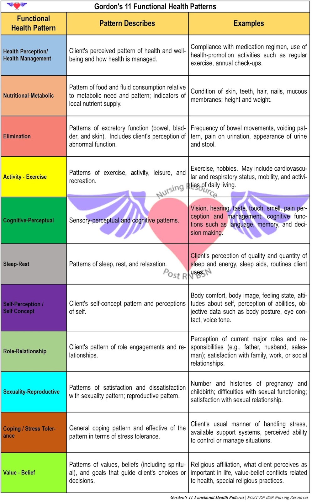 gordons 11 functional health patterns