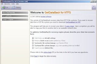 Proses awal pengembalin Data menggunakan Getdataback