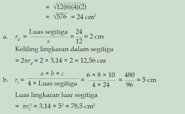 Rumus Mencari Jarijari Lingkaran Dalam Segitiga dan