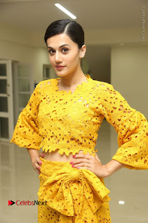 Actress Taapsee Pannu Stills in Yellow Dress at Ghazi Press Meet  0023