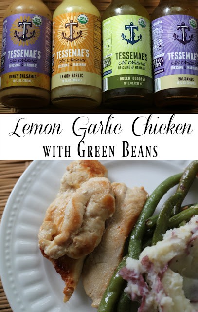 Make this easy Lemon Garlic Chicken and Green Beans with a Whole30 compliant dressing from Tessemae's.