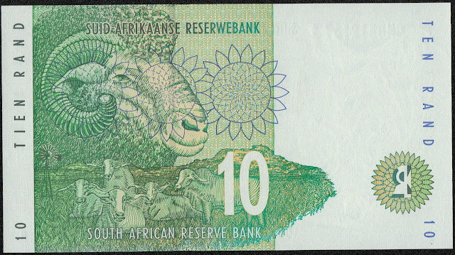 South Africa Money 10 Rand banknote 1999 merino sheep