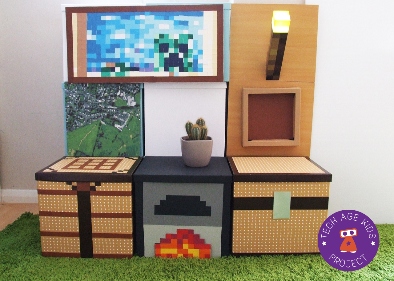 Printable Mine Block, Set of 6, DIY building blocks gifts, kids Halloween  birthday playground party decor, mine craft pixel art printable