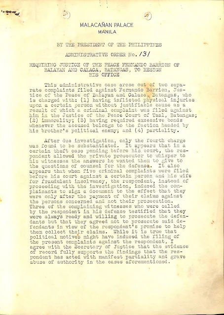 First page of Administrative Order No. 13 series of 1940.