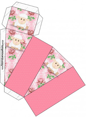 Ovejita en Shabby Chic de Rosas Rosadas: Cajas para Imprimir Gratis. Ovejita en Shabby Chic de Rosas Rosadas: Cajas para Imprimir Gratis.