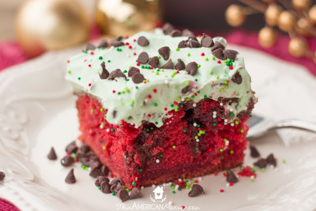 Christmas Red Velvet Chocolate Poke Cake