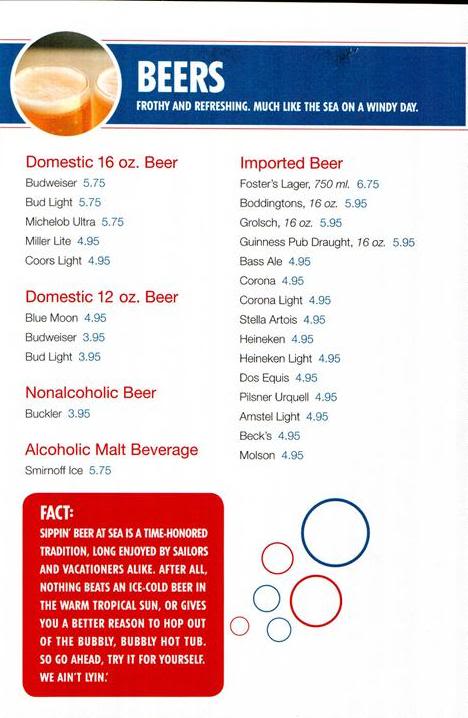 Military Cruise Deals: Carnival Cruise Line's Drink Menu and Pricing!