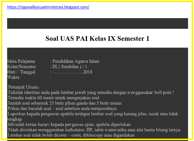 Soal Uas Pai Kelas 9 Dan Kunci Jawaban Guru Galeri