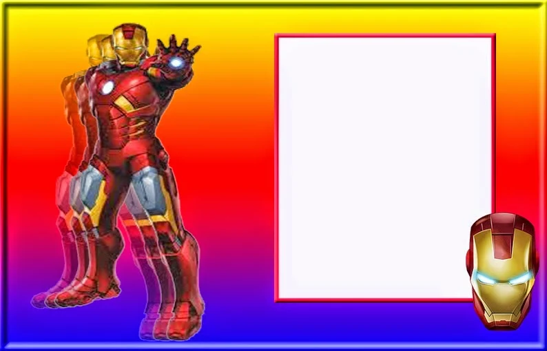 Para hacer invitaciones, tarjetas, marcos de fotos o etiquetas, de Iron Man  para imprimir gratis.