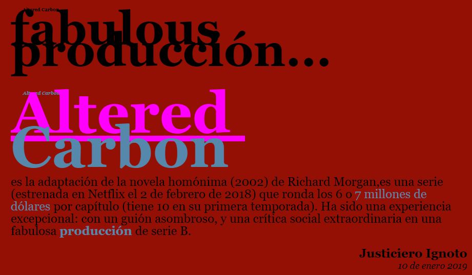 Altered Carbon fabulous producción