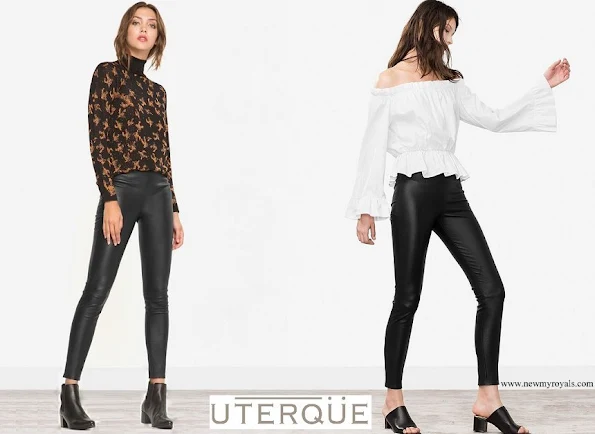 Queen Letizia wore Uterque Black leather pants