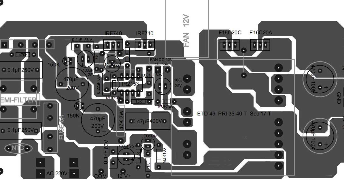 SMPS AC-DC IR2153 500W Real