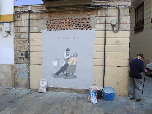 "Reforms" New Street Art Piece by Spanish Artist VinZ on the streets of Valencia, Spain. 2