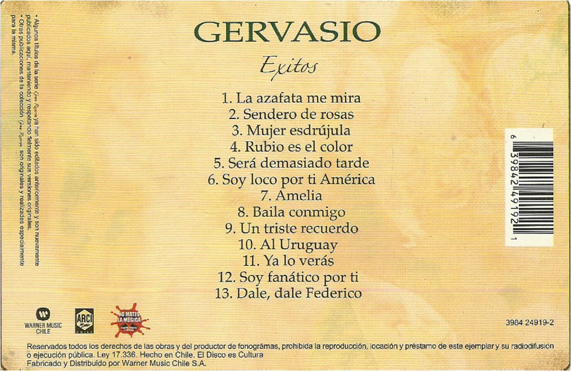 cd  Grandes exitos de Gervasio Back