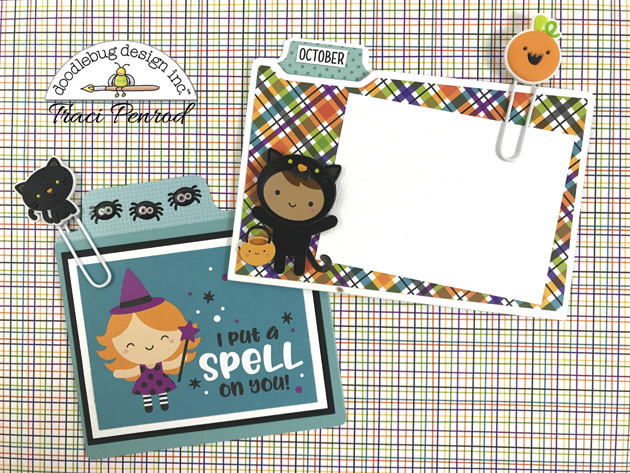 Halloween scrapbooking pages for photo crate with witch and pumpkin