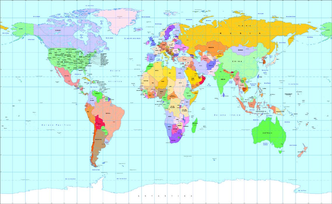 Varios Mapas del Mundo (con Paises) Gratis en Infografías.
