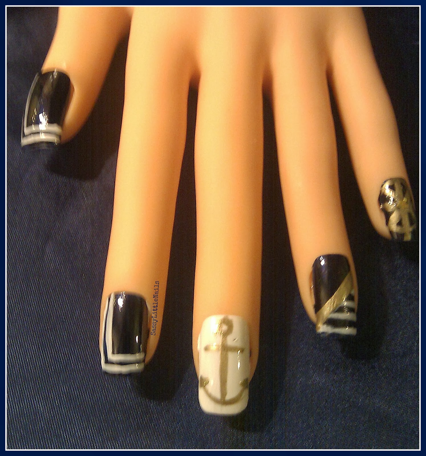 SassyLittleNails Royal Navy nail art