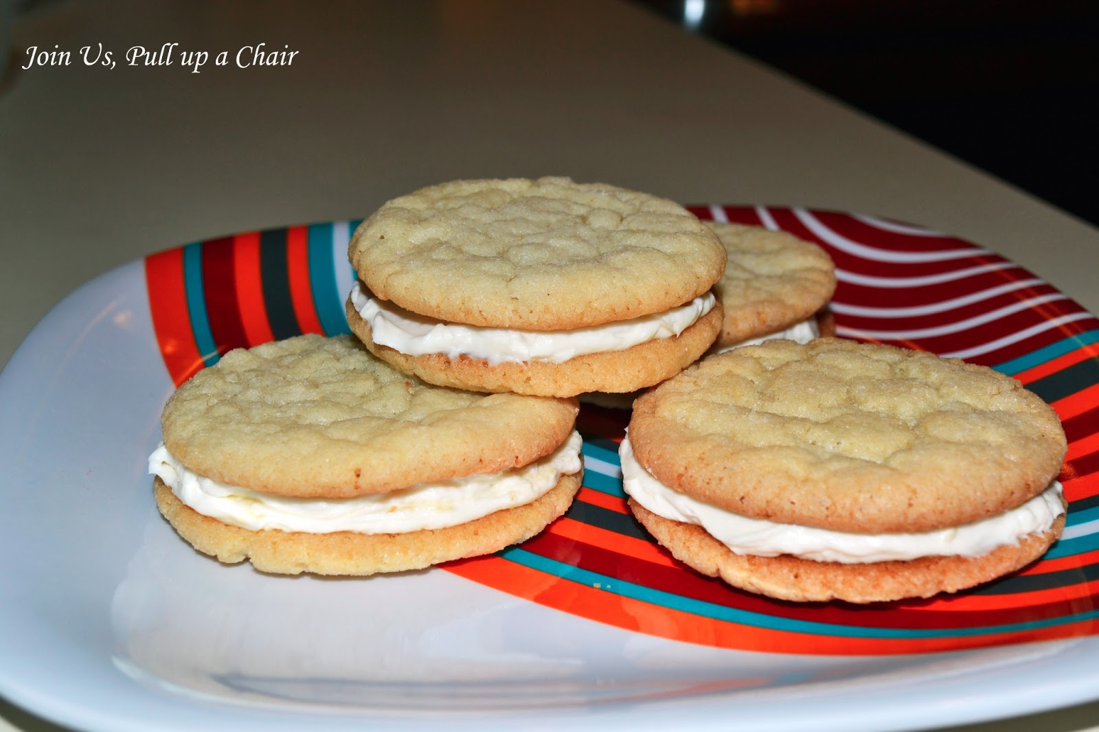 Join us, pull up a chair Honey Sandwich Cookies