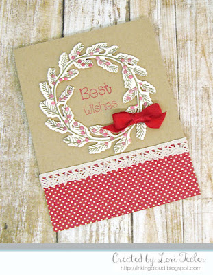 Best Wishes Wreath card-designed by Lori Tecler/Inking Aloud-stamps and dies from SugarPea Designs