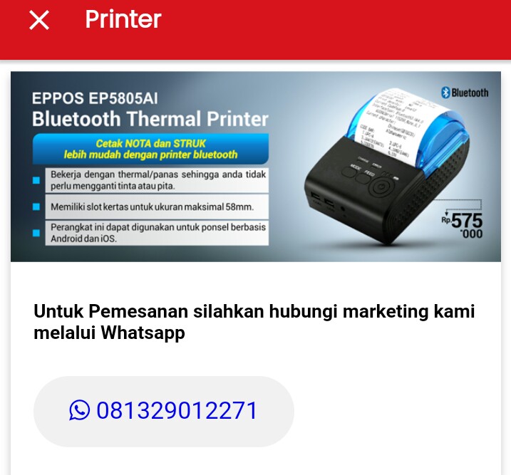 printer dengan bluetooth