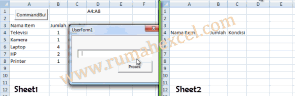 Mencari dan memindahkan isi sel atau range ke sheet lain