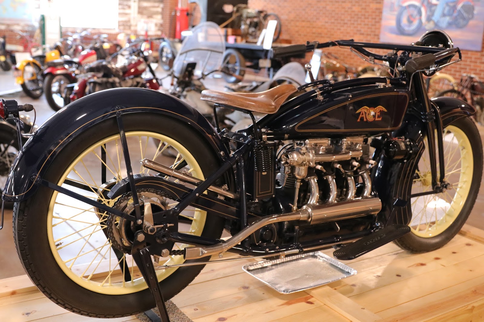 OldMotoDude 1922 Ace on display at the St. Francis Motorcycle Museum