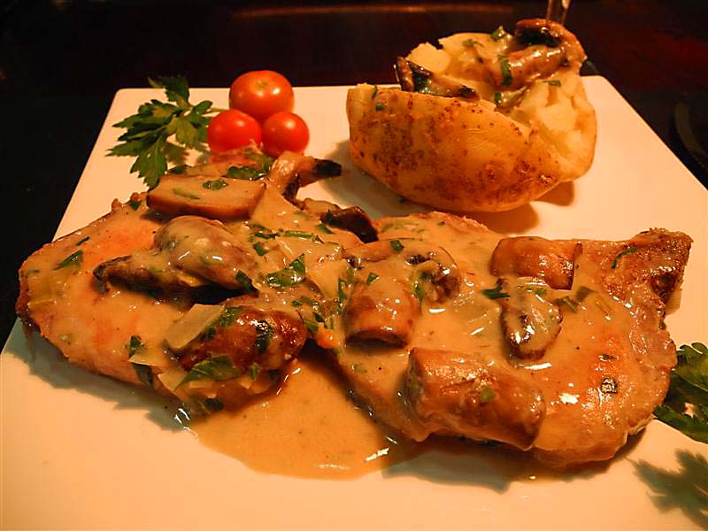 Cerdo con salsa de Portobellos