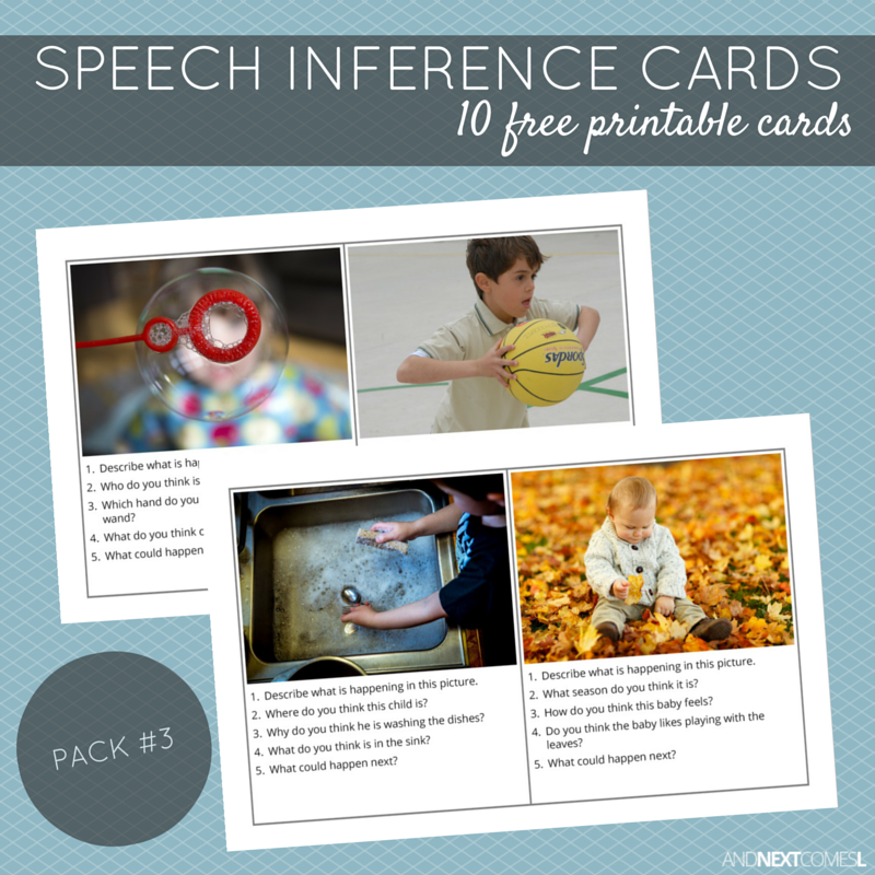 Free Printable Speech Inference Cards Pack 3 And Next Comes L